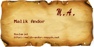 Malik Andor névjegykártya