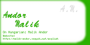 andor malik business card